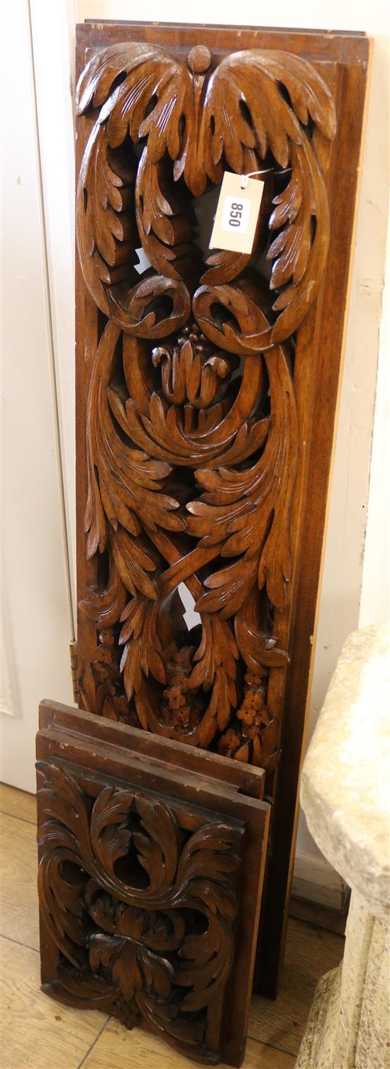 A set of four acanthus carved oak panels W.28cm